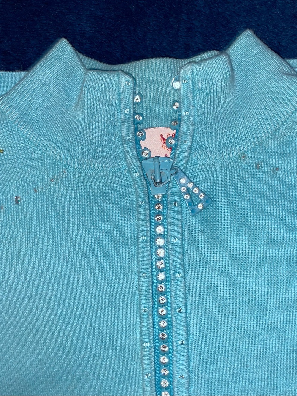 Quacker Factory Light Blue Embellished Sweater Top Set - Picture 9 of 9